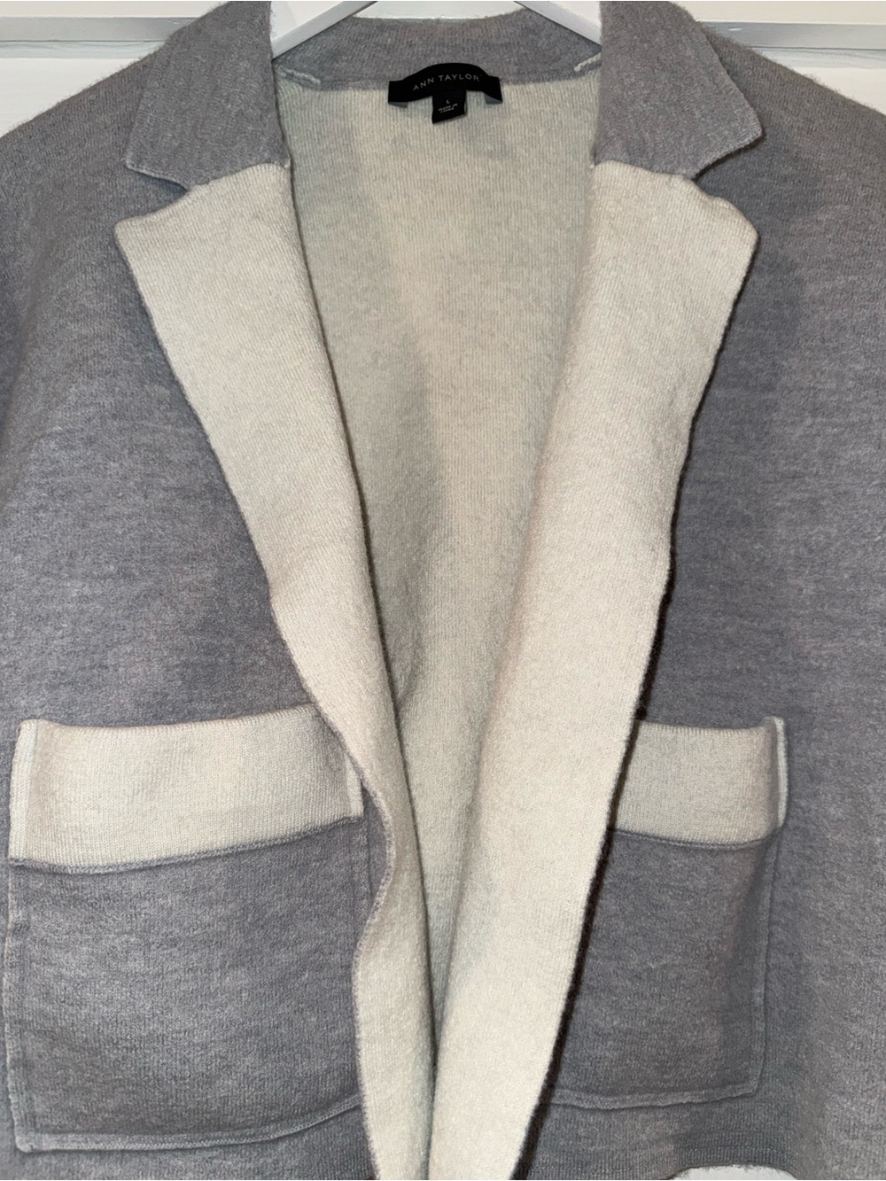Ann Taylor Merino Wool Knit Sleeve Cropped Chic Sweater Blazer Jacket - Picture 7 of 7